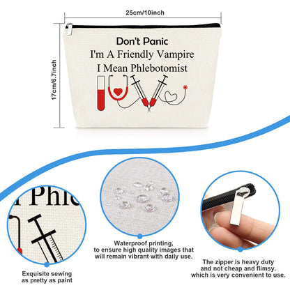 Funny Nurses Makeup Bag Gift Phlebotomist Gifts Phlebotomy Technician Phlebotomist Nurse Gifts Cosmetic Bag Pouch for Women Nurses' Day Birthday Gift for Technician Hematologist Medical Technologist