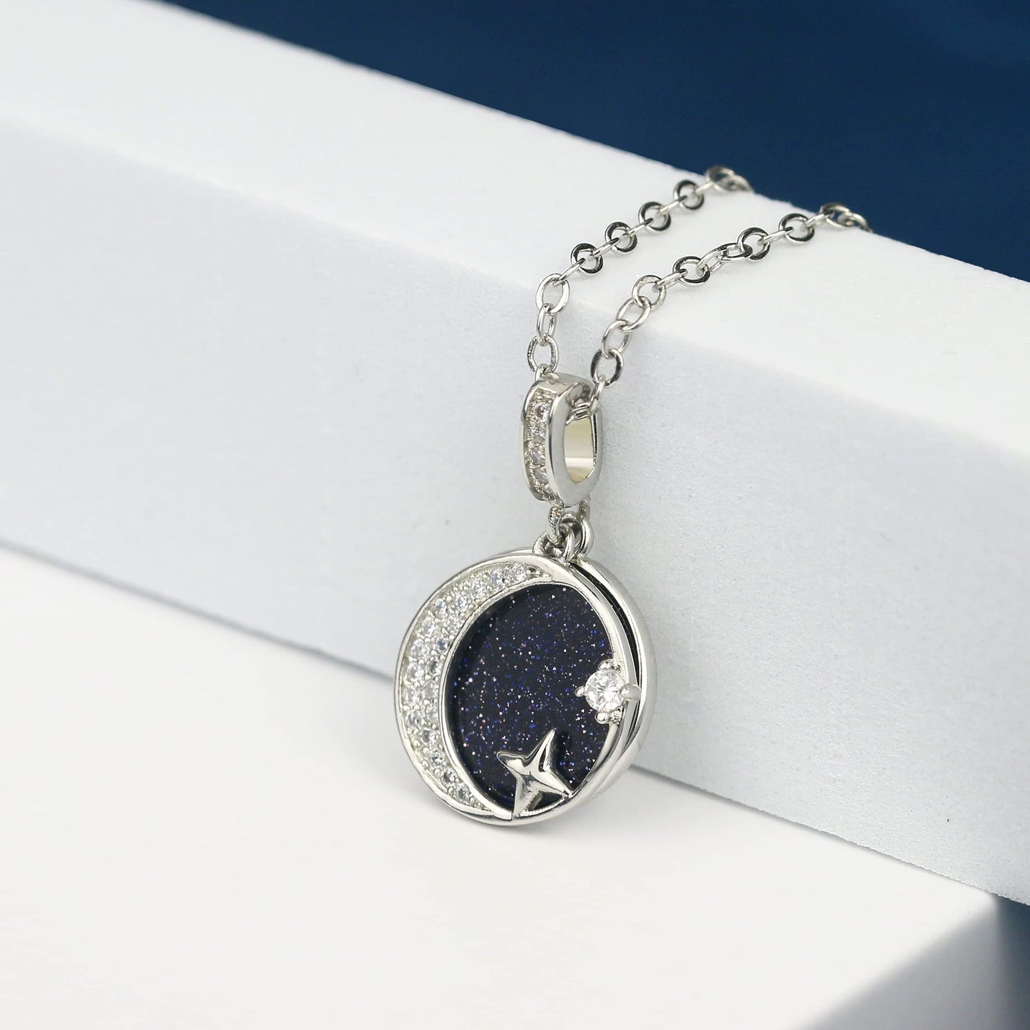 Sereney Daughter Gifts from Mom, Bonus Daughter Necklace Silver Moon Star Step Bonus Daughters Gifts from Stepmom Stepdad, Mother Daughters Necklace as Daughter's Birthday Gifts