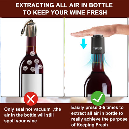 Wine Bottle Stoppers,Real Vacuum Stoppers,Reusable Wine Preserver,Wine Corks Keep Fresh,Best Christmas and Birthday Gifts for Wine Lovers.