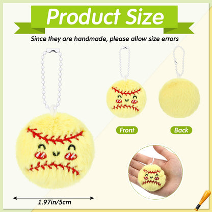 Simgoing 15 Pcs Softball Senior Night Keychain Gift Bulk Mini Plush Ball Prizes Funny Sports Players Team Party Favors Gifts for Group