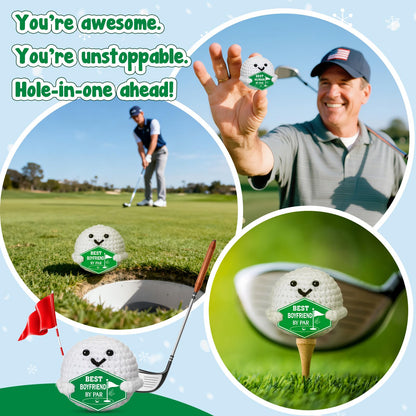 Gifts for Boyfriend Fathers Day - Funny Father's Day Birthday Anniversary Christmas Crochet Golf Ball Accessories for Boyfriend Bf Him Man Fiance Long Distance Graduation Sweetest Gift