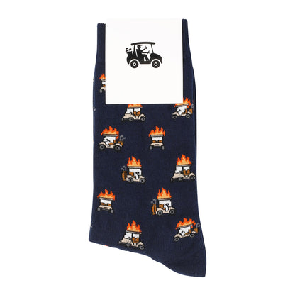 ZEETY Golf Socks – Funny Cart on Fire Novelty Socks, Golf Accessories and Gifts for Men and Women, 1 Pair per Pack, Size 9-13