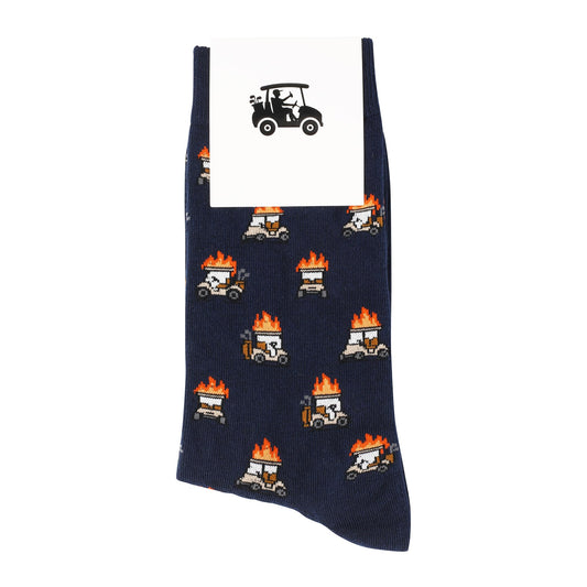 ZEETY Golf Socks – Funny Cart on Fire Novelty Socks, Golf Accessories and Gifts for Men and Women, 1 Pair per Pack, Size 9-13