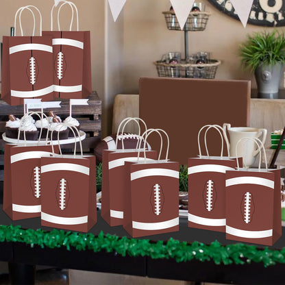 Hxezoc 12 Pieces Football Gift Bags with Handle, Paper Treat Candy Bag Sport Favor Bags for Football Theme Birthday Party Decoration Supplies