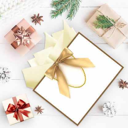 YoungTree Gift Bags with Handles, 13" Medium Gift Bag with 2 Tissue Paper and 1 Card, Present Bag for Graduation Wedding Baby Shower Bridal Shower Birthday Party Supplies (White-Gold)