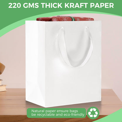 MOXARYSU White Gift Bags With Handles: 8x5x10 Inch 30pcs Medium Paper Gags Bulk For Birthday Wedding Party Shopping