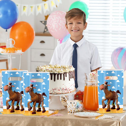 30Pcs Toy Themed Birthday Party Decorations Blue Sky White Cloud and Donkey Gift Bags Goodie Bags for Birthday Party