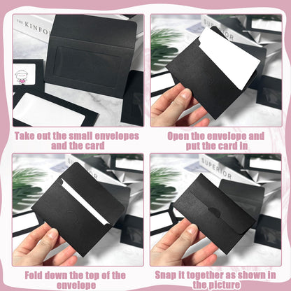120 Packs Gift Card Envelopes Sleeves Credit Card Size with Window Greeting Card Mailing Envelopes Business Small Envelopes Pockets for Party Festivals (Black, 3.9 x 2.4 Inch)