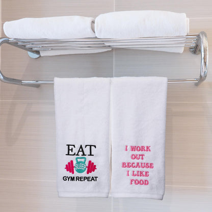 Hahafelt 6 Pcs Funny Novelty Fitness Gym Embroidered Towels with Quotes Pink Cotton Fitness Sweat Towels Personal Trainer Workout Gifts for Women Yoga Bodybuilding Lovers Gift