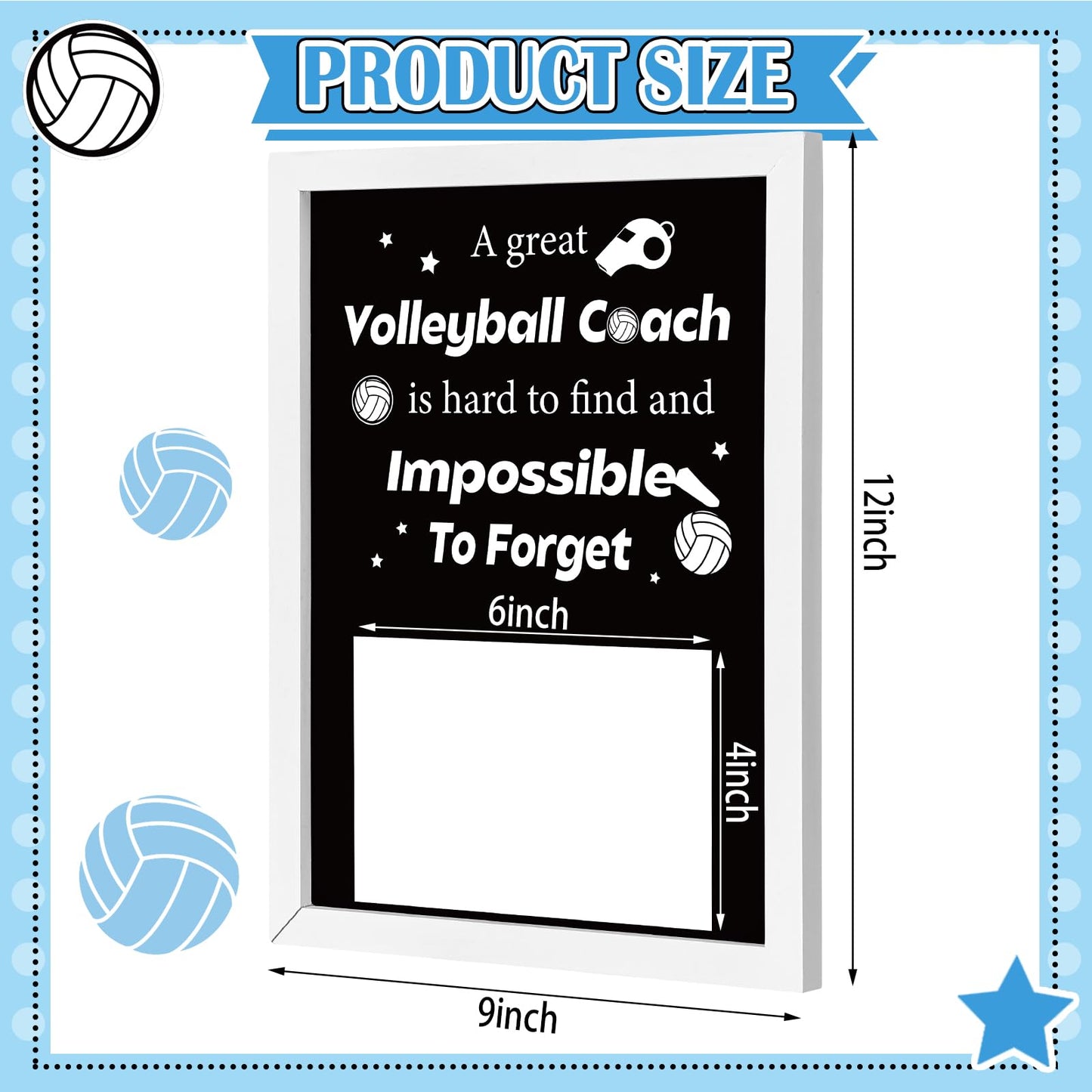 Vercraft Volleyball Coach Gift Volleyball Coach Photo Frame for Women Men Birthday Graduation Retirement Thank You Gift 4 x 6