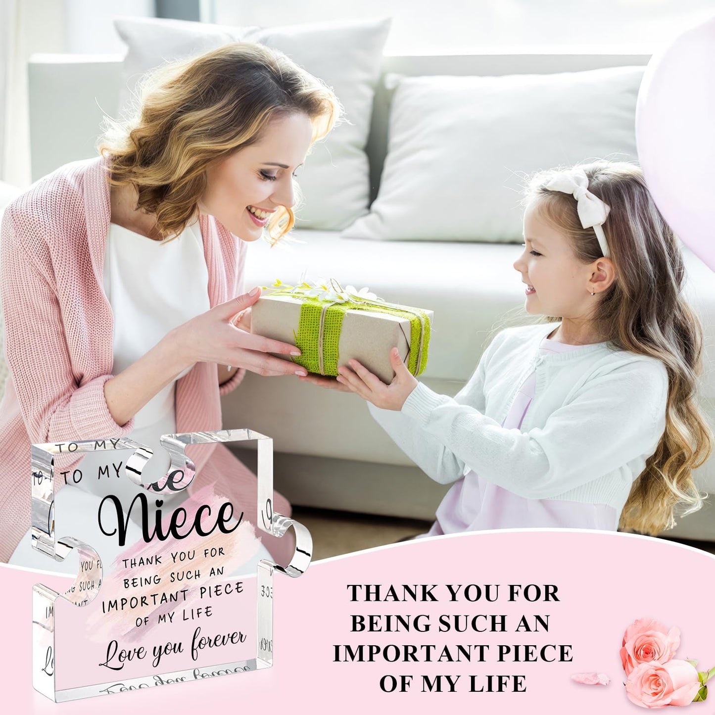 LukieJac Niece Gifts from Auntie Uncle - Nieces Birthday Gifts Best Niece Ever Gift for Nieces from Aunt Graduation Mothers Day Christmas Valentines Day Gift Paperweight Keepsake 4.7 x 3.9 Inch