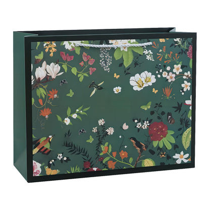 HANSWARE 2 Pack 12.6" Large Green Gift Bags with Handles,Vintage Flower Paper Gift Bag for Presents Cute Bags for Valentines,Wedding,Easter,Christmas,Baby Shower,Birthday Party,12.6"L x 4.5"W x 9.8"H
