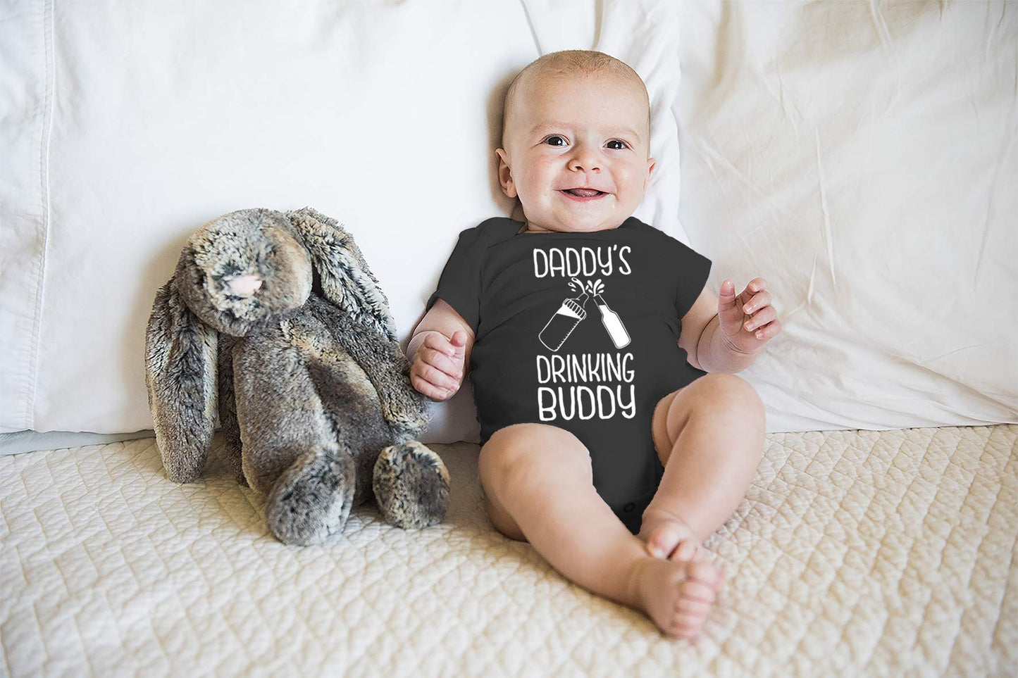 Belle Homie Daddy's Drinking Buddy - Funny Baby Essentials Bodysuit - Infants Outfit Newborn Unisex Rompers