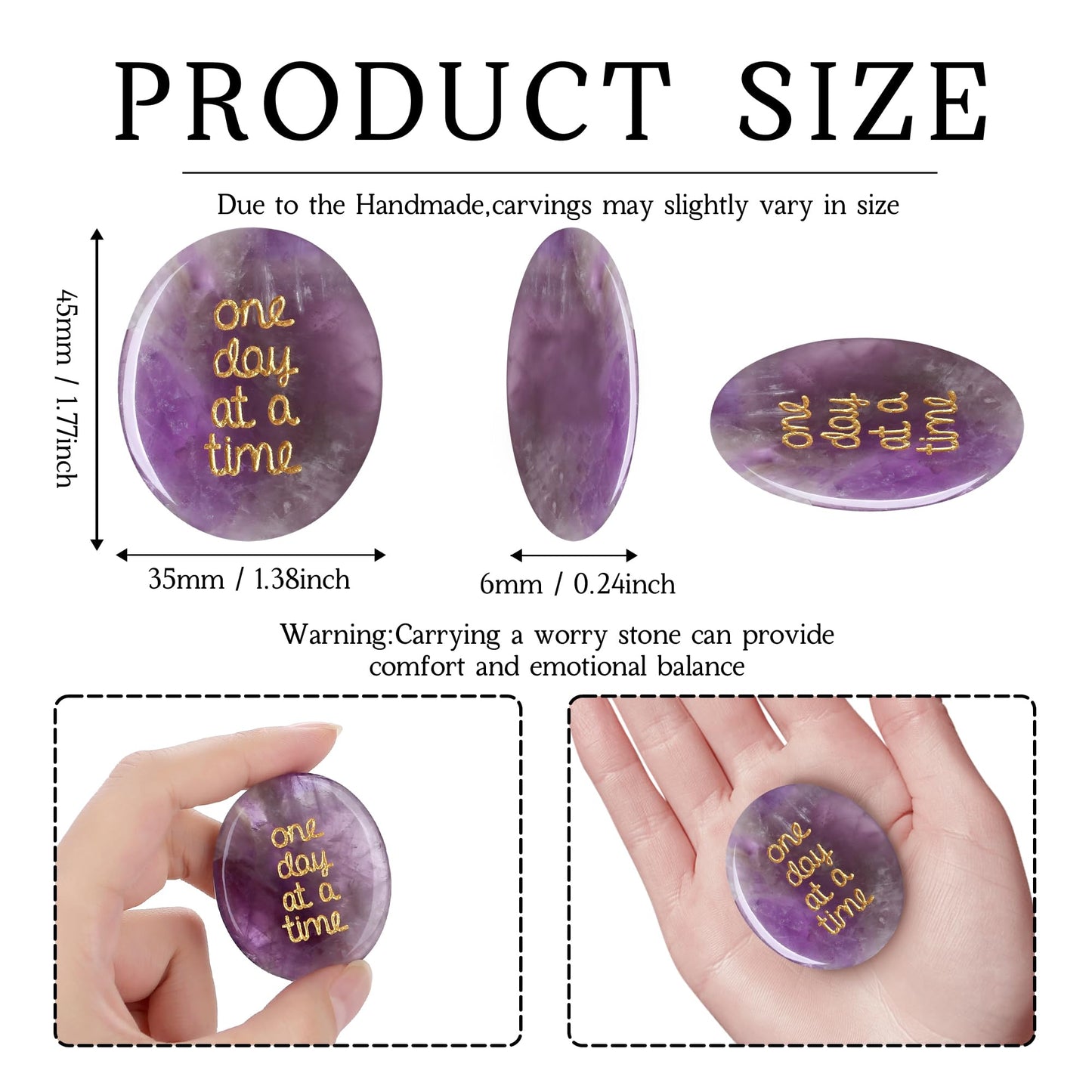 QINJIEJIE Amethyst Crystals Thinking of You Gifts for Anxiety Relief Items You Got This One Day at A Time Inspirational for Best Friend Pocket Hug for Mom Encouragement Gifts for Women Sobriety for Men
