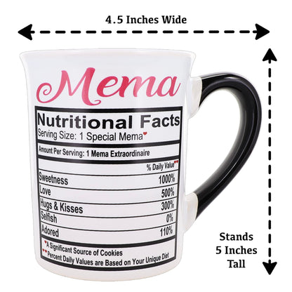 Cottage Creek Mema Mug, 16 oz Black and White Gift Boxed Ceramic Grandma Coffee Cup, Cute Tea Mug and Coffee Mugs for Grandma and Nana, Fun Baby Shower Gifts for Grandparents
