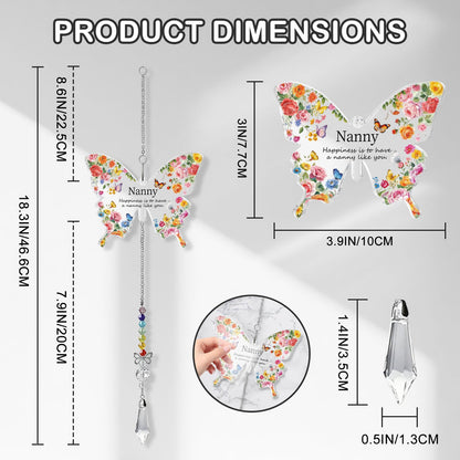 Nanny Gifts Butterfly Crystal Suncatcher for Nanny Christmas Mothers Day Birthday Gifts for Nannies
