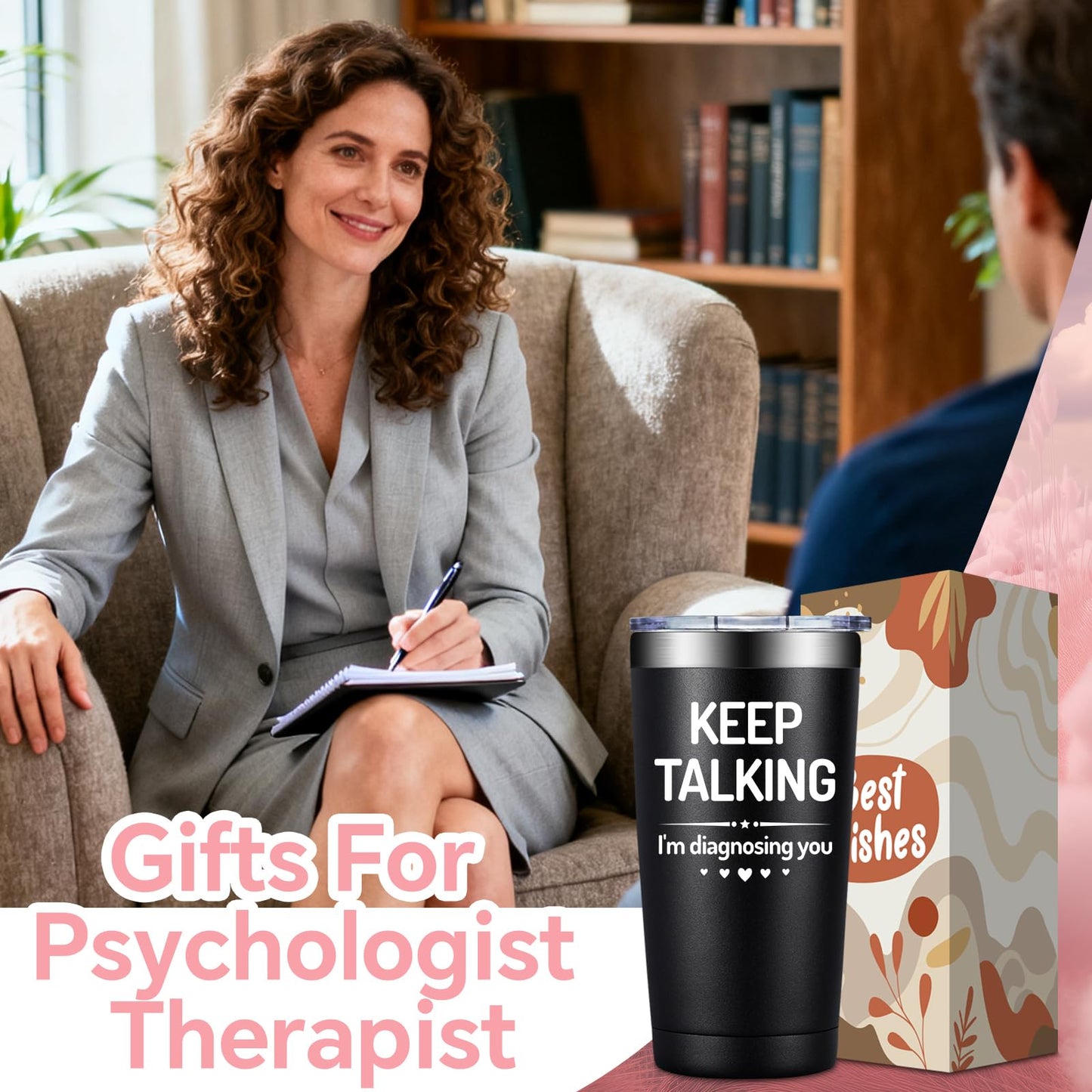 SpenMeta Psychology Therapist Gifts for Women - Psychologist Gifts for Therapist, Graduation, School Counselor - Keep Talking I'm Diagnosing You Tumbler Cup