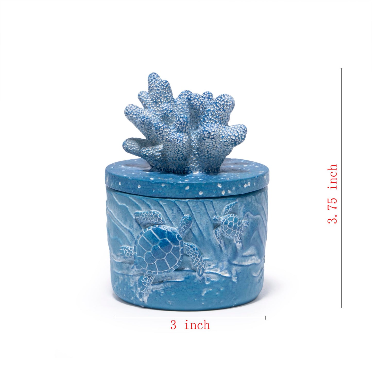 Hodao Ocean Crafts Sea Turtle & Octopus Resin Jewelry Box with Coral Lid - Handmade Organizer for Rings Earrings Necklaces, Blue/White, Ocean-Themed Storage Case Decor Gifts For Women (Blue-Turtle)