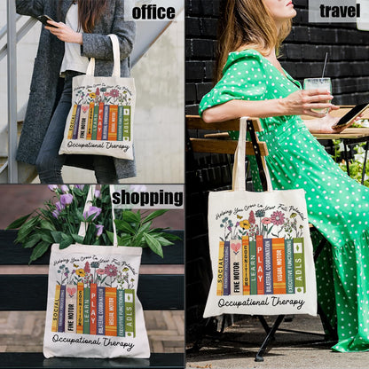 Mental Health Tote Bag for Women, Psychology Gifts for Counselor Therapist Canvas Tote Bag Double-Sided Print