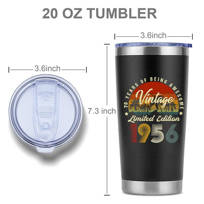 Funny 70th Birthday Gifts for Men,70 Year Old Birthday Gifts for Men,Cool Gifts for 70 Year Old Man,Mens 70th Birthday Gift Ideas for Dad Husband Friend Grandpa-20 Oz Vinatge 1956 Tumbler