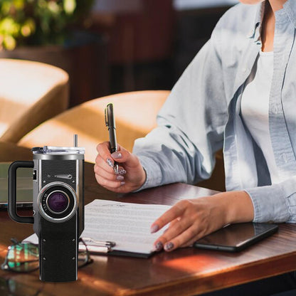 Photographer Gifts for Women Men Tumbler with Handle Straws 40oz Photography Lovers Camera Lens Coffee Cup Mugs, Cool Photographers Birthday Christmas Gift
