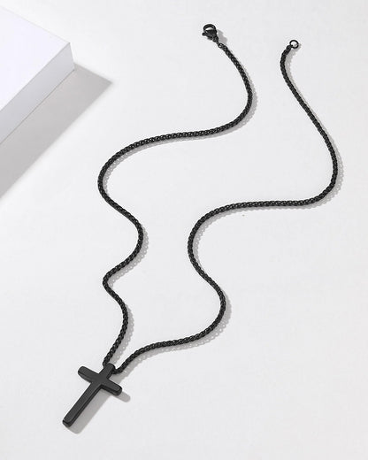 Birthday Gift Black Cross Necklace for Boys 8–21 Years Old with Joshua 1:9 Bible Verse