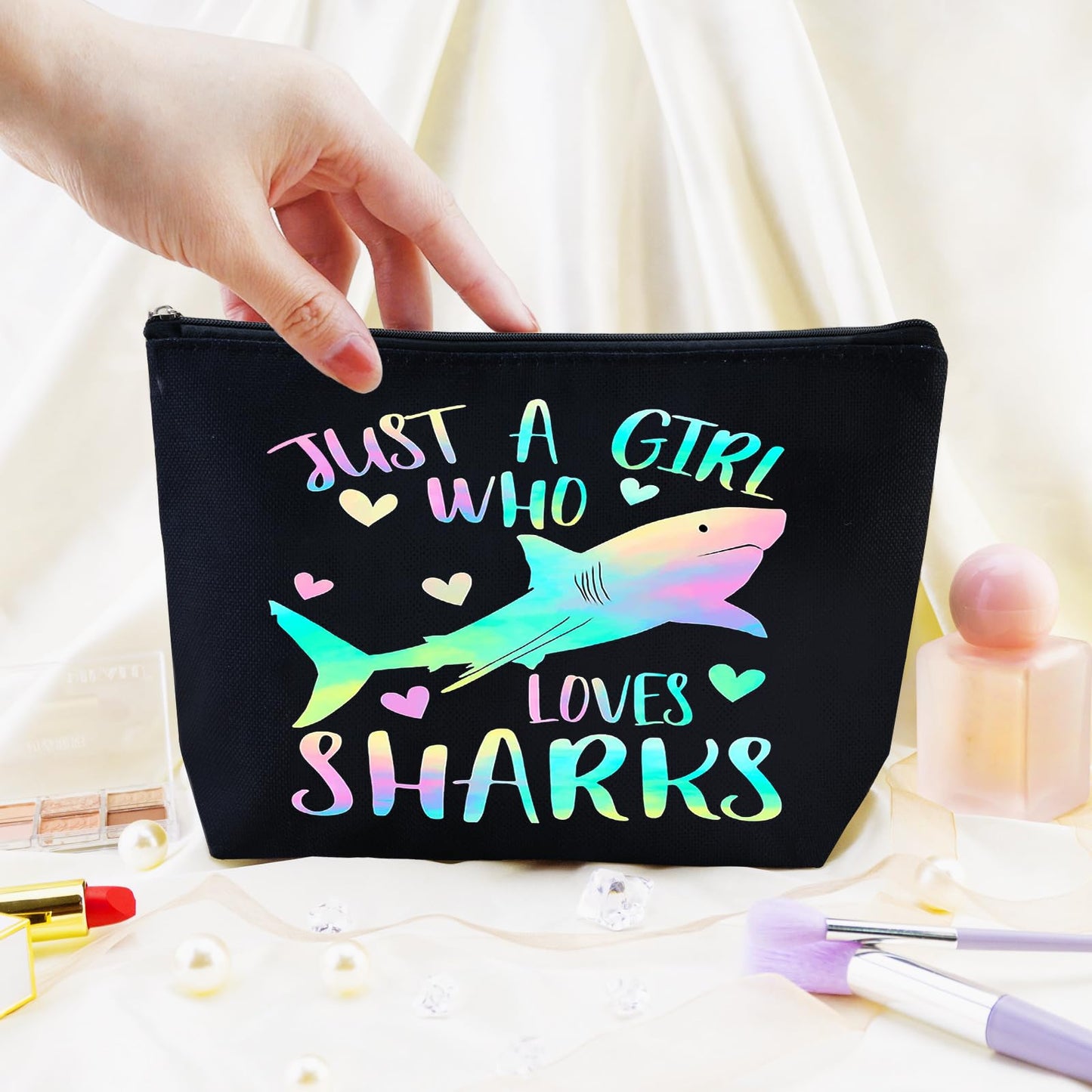 Shark Gifts for Women Sharks Themed Gifts for Women Shark Bag Sharks Week Bag Travel Toiletry Bags Graduation Gift Ideas for Daughter Sister Bestie Friends