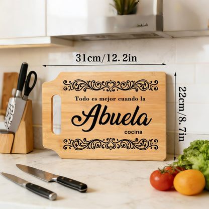 Abuela Cutting Board Gift - Kitchen Wall or Counter Decor, Mother's Day, Christmas & Birthday Gifts from Grandkids