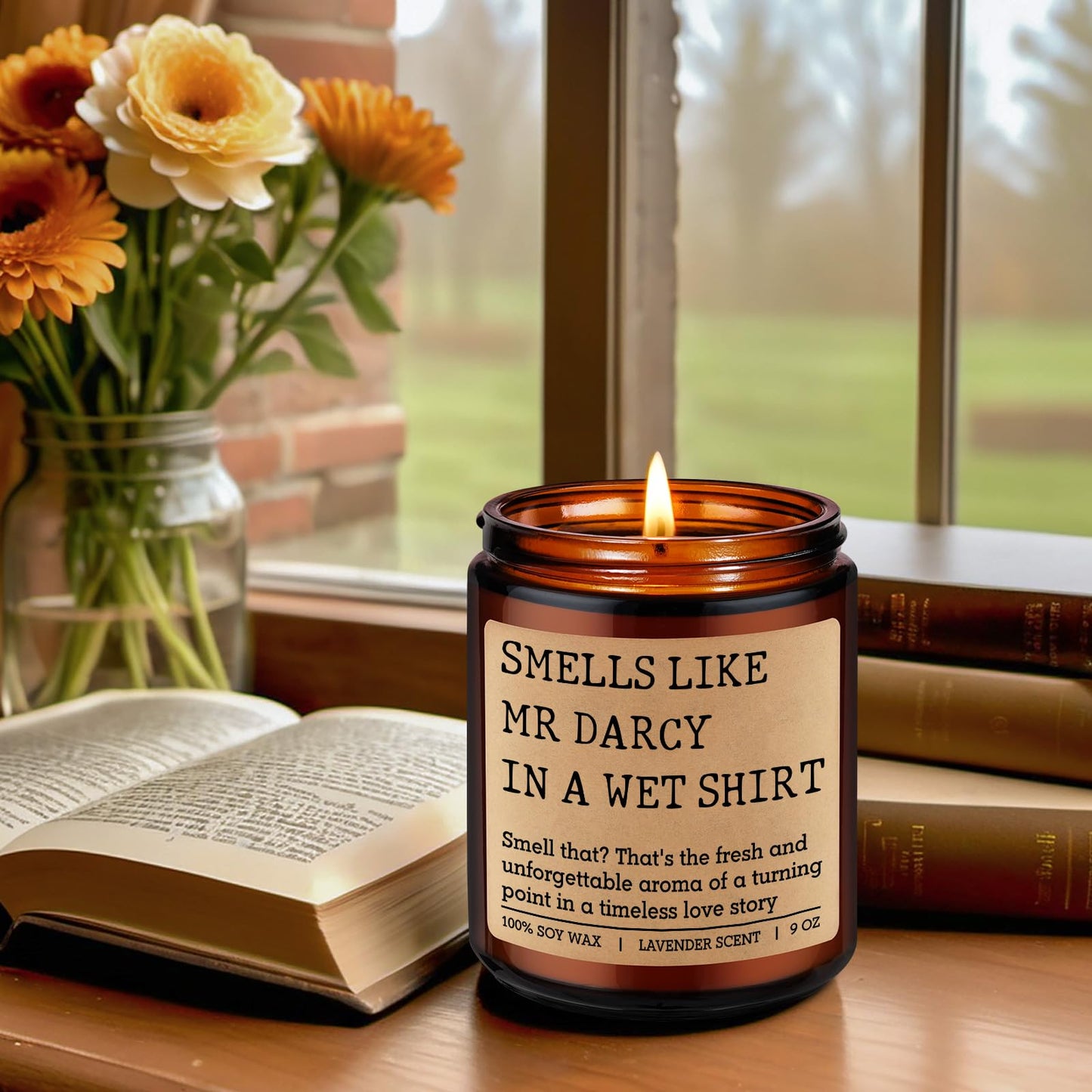 GSPY Mr Darcy Candle - Pride and Prejudice Gifts for Women, Men - Bookish, Reading, Literary, Book Lovers Gifts for Jane Austen Fans - Funny Mothers Day, Birthday Decor for Readers, Bookworm, Nerd