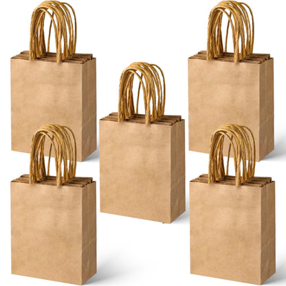 SPERPAND 30Pcs Mini Kraft Gift Bags - 6.5" Small Brown Paper Bags for Birthday, Baby Shower, Christmas, Wedding, Party Favor Bag