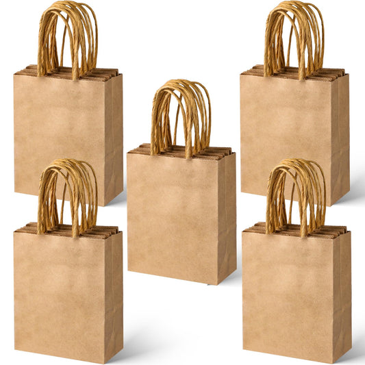 SPERPAND 30Pcs Mini Kraft Gift Bags - 6.5" Small Brown Paper Bags for Birthday, Baby Shower, Christmas, Wedding, Party Favor Bag