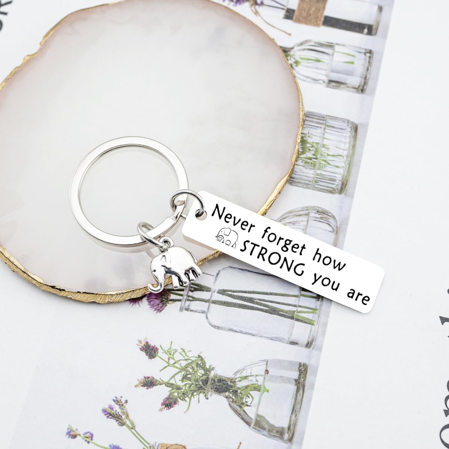 OEHEDOU Elephant Gifts For Women Strong Woman Small Gift For Woman Elephant Keychain Best Inspirational Gifts For Women Uplifting Gift For Friend Family Animal Lovers You Are Strong