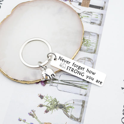 OEHEDOU Elephant Gifts For Women Strong Woman Small Gift For Woman Elephant Keychain Best Inspirational Gifts For Women Uplifting Gift For Friend Family Animal Lovers You Are Strong