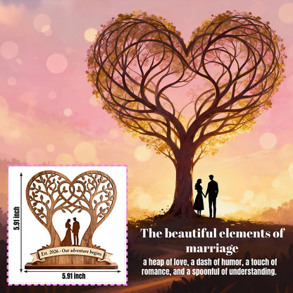 Wedding Gifts for Couples 2026 - Engraved Wood Keepsake with Est. 2026 - Our Adventure Begins,Engagement Ornament 2026 Perfect Bridal Shower Gifts,Married Personalized Ornament for Newlyweds (1)