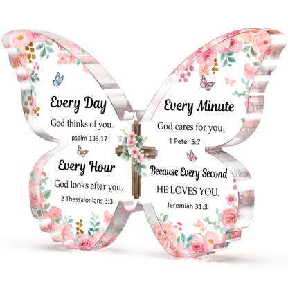 Christian Gifts for Women Faith, Butterfly Acrylic Plaque Sign, Christian Gift for Women on Mothers Day Birthday, Spiritual Present for Female Friend Family, 5x3.8x0.5 Inch - Pink