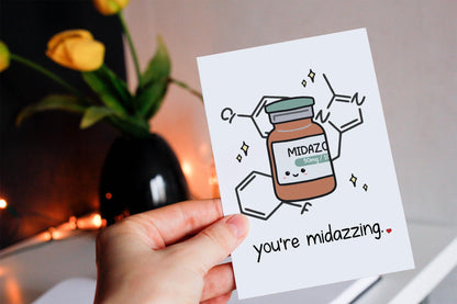 Owings Designs Perfect You're Midazzling Thank You Card - Doctor-Nurse Gift - Cute Medical Anesthesia Greeting Card