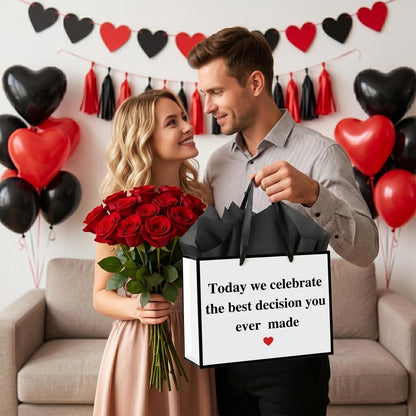 Woosytoo Anniversary Best Decision Gift Bags with Wrapping Paper and Card Wedding Anniversary Engagement Bridal Shower Decoration Supplies for Men Women Husband Wife Boyfriend Girlfriend