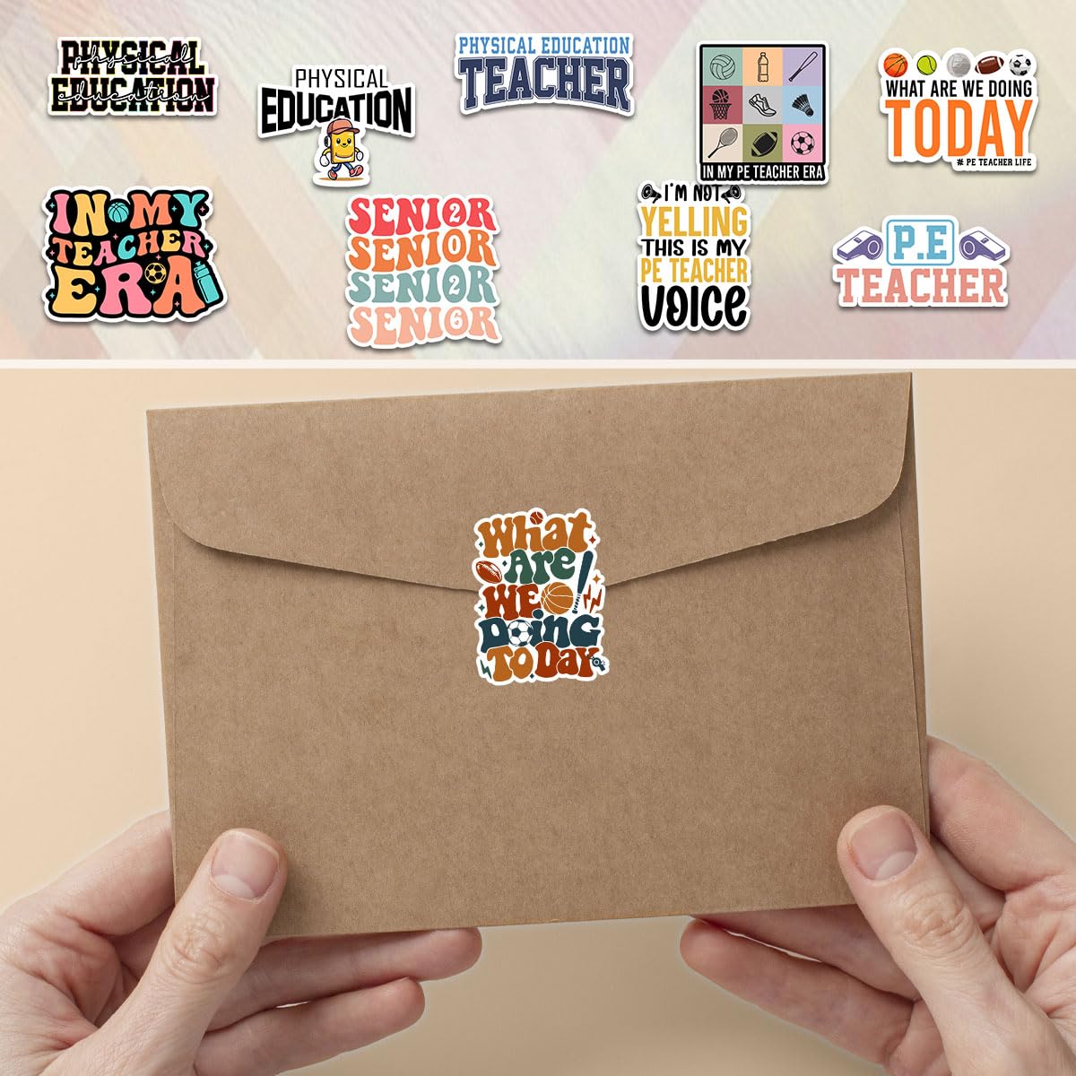 10 Pcs Physical Education Teacher Stickers – Gift for Gym Teachers, Coaches, Parents, Friends, Teammates – Ideal for Laptops, Water Bottles, Tumblers, Notebooks, Scrapbooking 3