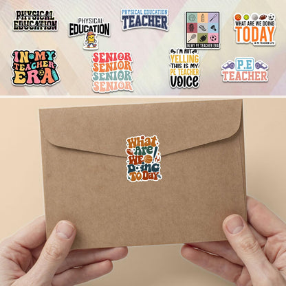 10 Pcs Physical Education Teacher Stickers – Gift for Gym Teachers, Coaches, Parents, Friends, Teammates – Ideal for Laptops, Water Bottles, Tumblers, Notebooks, Scrapbooking 3