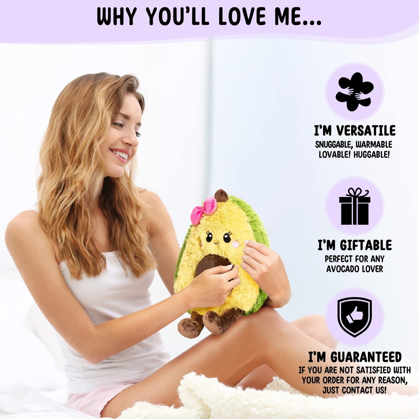 Avocado Microwavable Unscented Heating Pad for Women and Kids- Cute Soft Cozy Pillow Plush Heatable Warm Stuffed Animals - Kawaii Hot and Cold Plushie Food Toy - Avocado Gifts for Girls and Boys