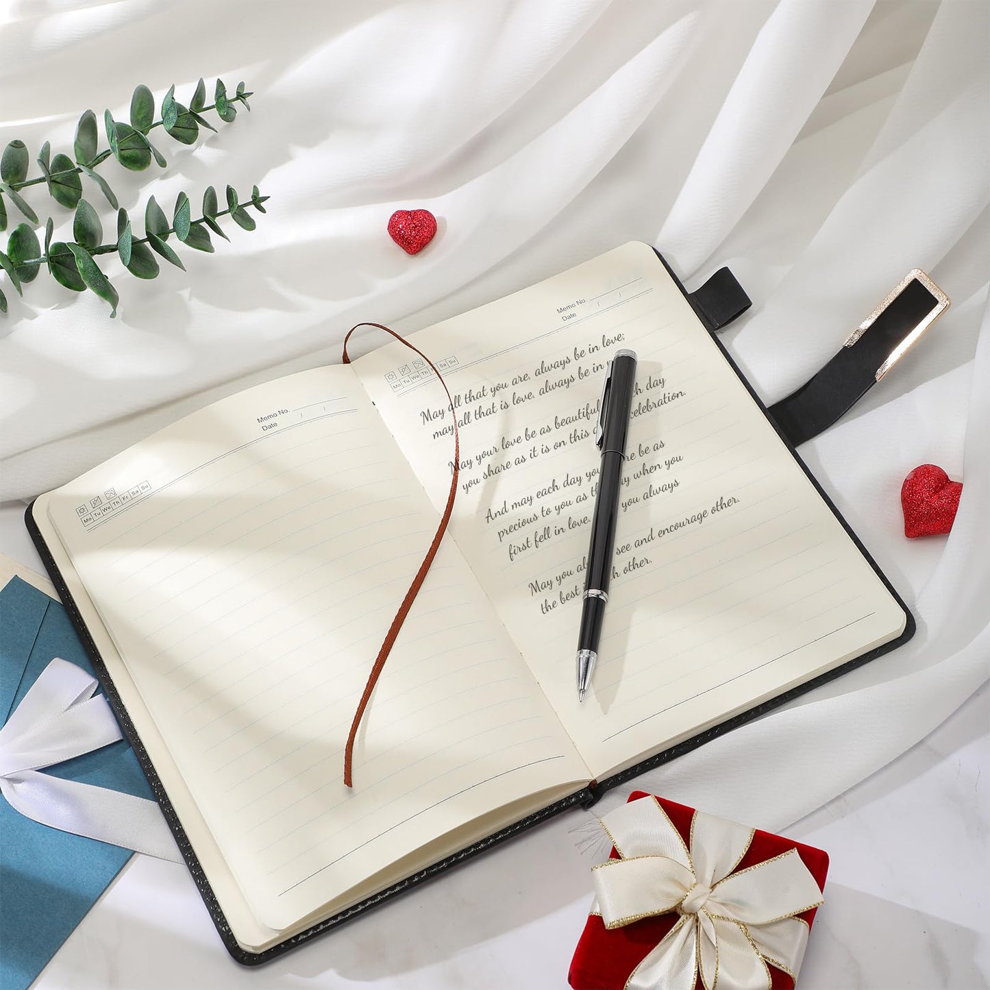 Hoolerry Officiant Book with Black Ink Pen 5.7 x 8.2 Inch Hardcover Wedding Journal Notebook with 200 Pages Officiant Gift Pastor Gift for Church Wedding Sermon Minister(Black)