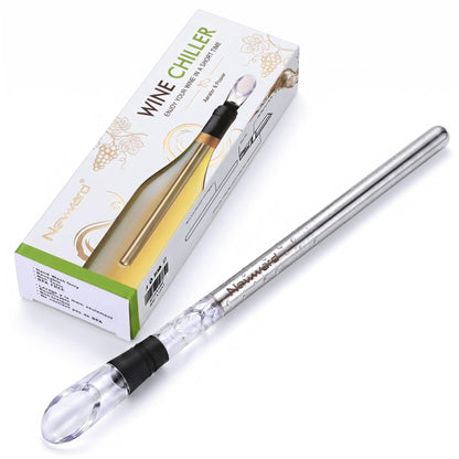 Wine Chiller, 3-in-1 Stainless Steel Wine Bottle Cooler Stick - Rapid Iceless Wine Chilling Rod with Aerator and Pourer - The Best Wine Accessories Gift