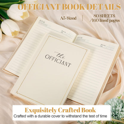 Engrowtic Wedding Officiant Book Personalized Linen Hardcover Journal with Name Sticker, 160 Lined Pages, 5.31 x 8.27 in A5 Notebook, Pastor Minister Sermon Officiant Gift for Wedding Ceremony