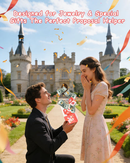 ASSRECT Exploding Gift Box Valentine's Day, Birthday Surprise Box Pop Up with 12 Money Holders, ReusableDate Gift Box for Mom Father Wife Friend Valentine's Day, Confession, Proposal, Cash, Gifts, Birthday, Party supplies (Pink)