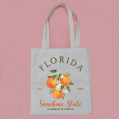 PWHAOO Florida State Flower Tote Bag Florida Est 1845 Sunshine State Tote Bag Florida Orange Blossom Gift