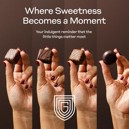Gourmet Chocolate Gift Box | Mothers Day Assorted Chocolate Box with Strawberry, Caramel, Hazelnut & Fudge Flavors | Premium Candy Gift Set for Holiday. 16 pcs.