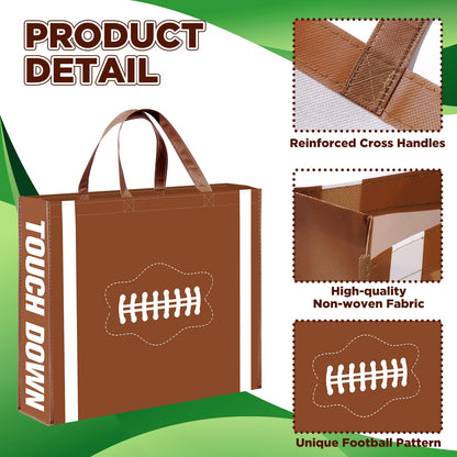 2 Pcs Extra Large Football Gift Bags, Jumbo Party Favor Bag with Handle, Large Capacity Non-Woven Pouch for Sports Supplies, Picnic, Beach, Gift Storage, Birthday, 19.7x15.8x5.1 inch (2)