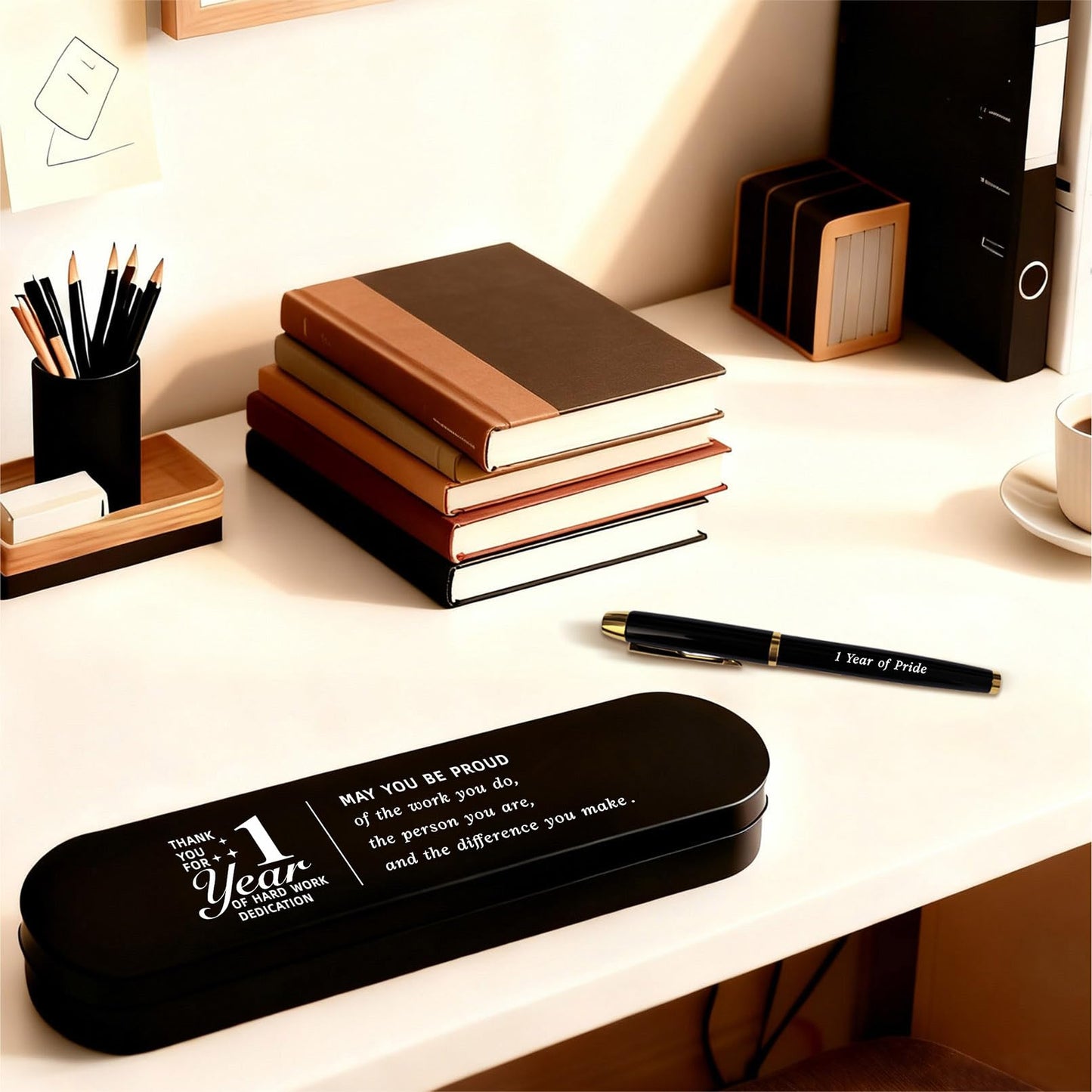 1 Year Work Anniversary Pen Gift- Engraved Gel Pen for Employee & Staff Appreciation Award, First Year Service Recognition