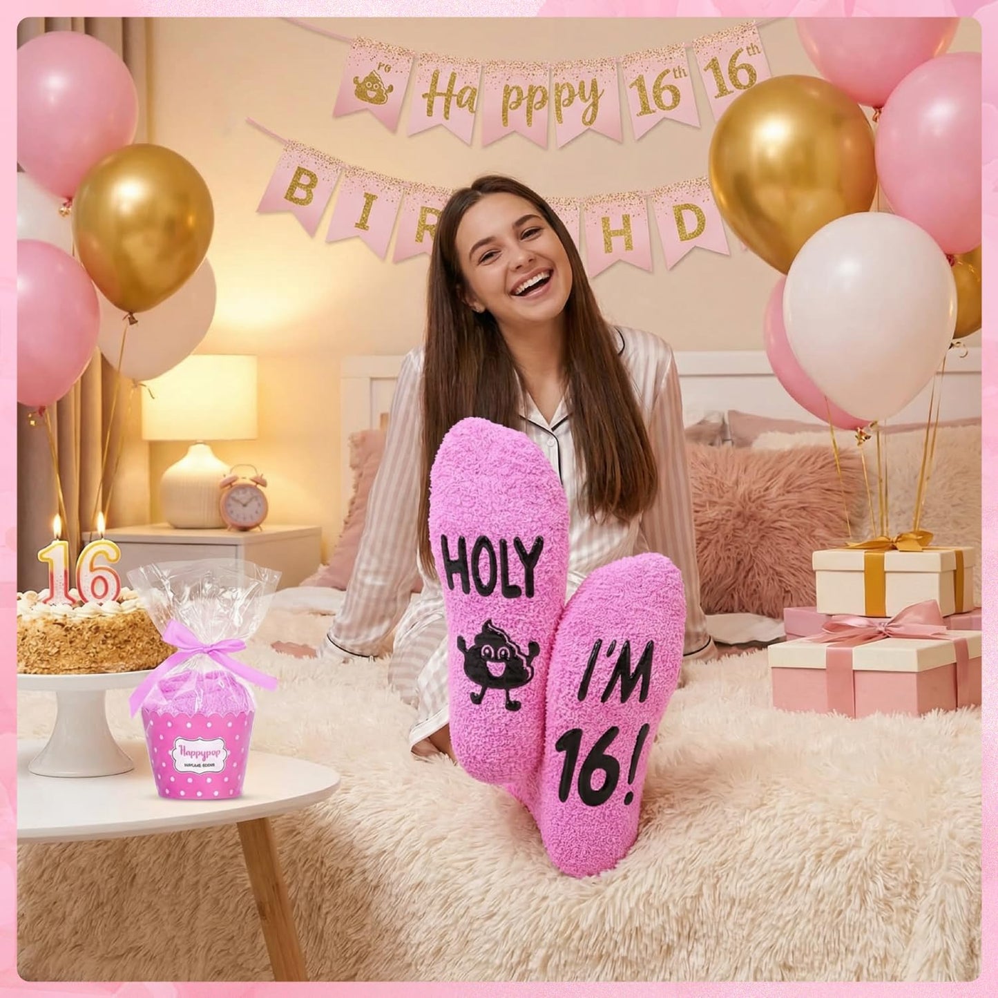 HAPPYPOP Birthday Gift Ideas for Teens - 13-19 Year Old Girls Holy Fuzzy Socks for Daughter