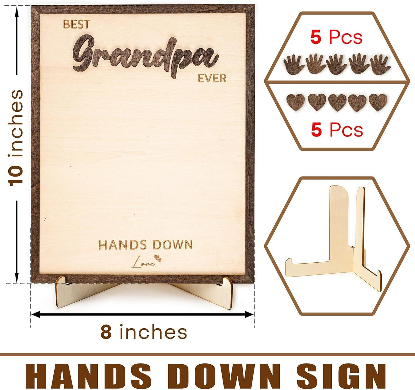 Best Grandpa Ever Gifts - Personalized Wooden Handprint Plaque, DIY Keepsake Craft Kit from Grandkids, Meaningful Family Decor to Capture Precious Memories, Unique Birthday Christmas Gift for Grandpa